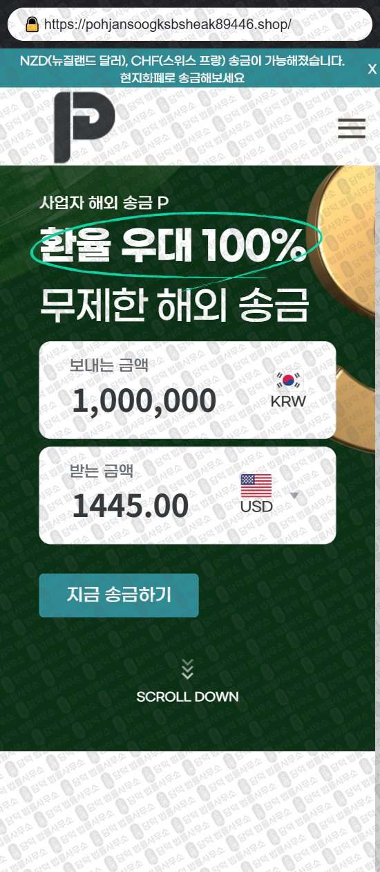 이 사진은 담덕법률사무소에서 캡쳐해둔 해외송금(URL) 웹사이트 캡쳐 사진이며 URL은 pprkmoneyoverseas0992.shop 입니다.